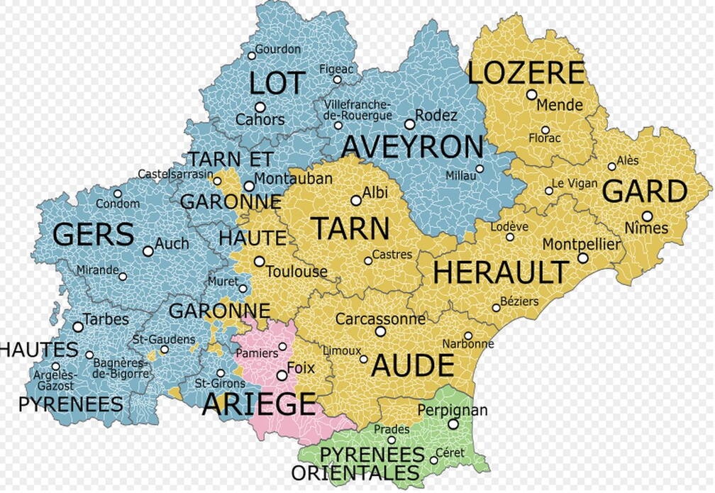 Photo : Carnets de BaladesRégion Langedoc Roussillon Midi - Pyrénées - Carte de la région Langedoc Roussillon Midi Pyrénées Si comme moi la réorganisation des régions françaises de 2015, vous déroute.<br />
Cette carte vous aidera à vous situer.<br />
Source Wikipédia