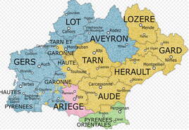 Carte de la région Langedoc Roussillon Midi Pyrénées