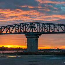 Photo : Les Heures Bleues ou Dorees -   Pont ferroviaire tournant de caronte