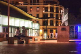 Couple devant la statue